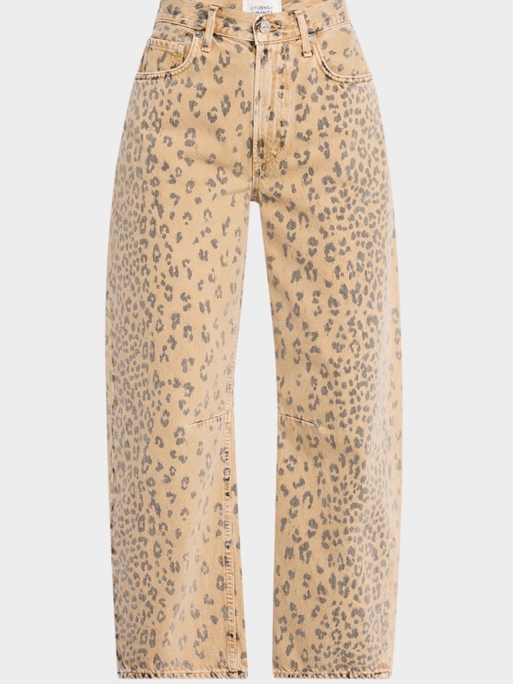 Citizens Of Humanity Beige Leopard-Print Wide Leg Jeans